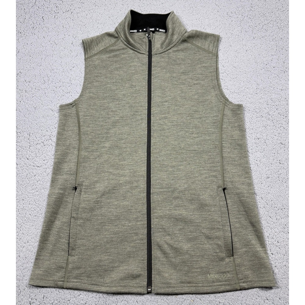 Minus33 Merino‎ Wool Vest Mens Medium Green Full Zip Lightweight Outdoor 7033